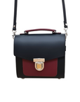 Handmade Leather Two Tone Sugarcube Handbag - Black & Oxblood