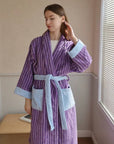 Ultra Soft Dopamine Stripe Bathrobe - 100% Organic Long-stapled Cotton-1