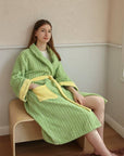 Ultra Soft Dopamine Stripe Bathrobe - 100% Organic Long-stapled Cotton-3