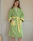 Ultra Soft Dopamine Stripe Bathrobe - 100% Organic Long-stapled Cotton-0