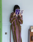 Ultra Soft Retro Whimsical Stripe Bath Robe - 100% Organic Long-stapled Cotton-1
