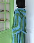 Ultra Soft Retro Whimsical Stripe Bath Robe - 100% Organic Long-stapled Cotton-3