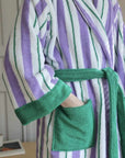 Ultra Soft Whimsical Retro Stripe Bathrobe - 100% Organic Long-stapled Cotton-4