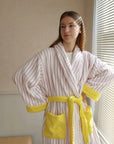 Ultra Soft Whimsical Stripe Bathrobe - 100% Organic Long-stapled Cotton-4