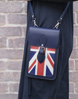 Handmade Leather Mobile Phone Pouch Plus - Union Jack - Navy Blue