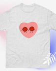 Pink heart with red blood cell graphic design unisex t-shirt