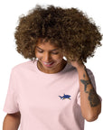 Shark Gone Swimming In The Wild Organic Cotton Embroidered T-Shirt