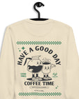 GUSTATORY Have A Good Day Cotton Blend Embroidered Sweatshirt