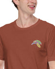Think Ocean Turtle Fluorescence Cotton Embroidered T-Shirt