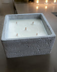 Luxury concrete container candles, minimalist modern home decor, scented in vintage bookshop, zen, enchanted forest, rock salt amber, vegan cruelty-free by Ralph's Orchard at brixbailey.com
