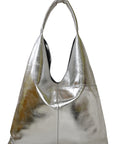 Silver Metallic Boho Leather Bag Ethical Silver Leather Brix Bailey Bag