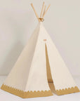 Luxury Arizona Vibes Teepee for kids, premium handcrafted organic cotton play tent with pine wood sticks, stylish ochre adventure space by Ella James at brixbailey.com