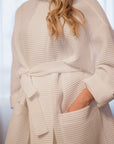 White Waffle Cotton Robe with Hood