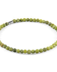 Walter Silver and Stone SKINNY Bracelet - Green Jade and Grey Jasper
