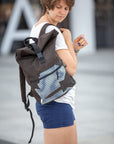 Waterproof Rolltop Backpack - Orange Pattern