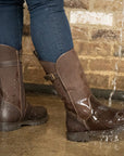 Waterproof Mid Calf Zip Up Boots in Brown