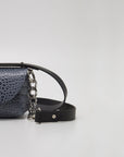 Handmade Grey and Blue Leather Shoulder Bag