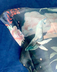 Blue Silk Pillowcase in hand painted 'Wonderous' print, Standard size Oxford Pillowcase