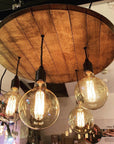 Whiskey Barrel Wooden Chandelier Cluster Pendant Light
