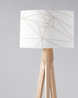 White Drum Lampshade, Rose Gold Line Design Shade for Table, Floor or Ceiling Pendant Light