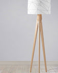 White Drum Lampshade, Grey Geometric Line Design Shade for Table, Floor or Ceiling Pendant Light