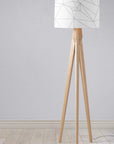 White Drum Lampshade, Grey Geometric Line Design Shade for Table, Floor or Ceiling Pendant Light