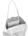 White Pebbled Leather Tote Shopper - Brix + Bailey