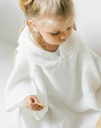 Linen Fine Waffle Poncho for Kids - White