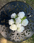 Real touch white hydrangea arrangement in glass vase - 8"