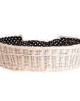Whitewashed Wicker Dog Bed with Soft Cushion