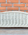 Cozy Whitewashed Wicker Pet Bed with Cushion