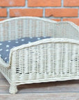 Cozy Whitewashed Wicker Pet Bed with Cushion