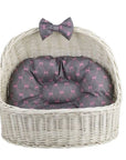 Cozy Whitewashed Wicker Pet House With Soft Cushion