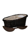 Wicker Rocking Cradle with Beige Gingham Bedding