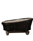 Wicker Rocking Cradle with Beige Gingham Bedding