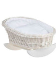 Light Wicker Rocking Cradle with White Bedding