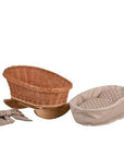 Natural Wicker Rocking Cradle with Beige Bedding