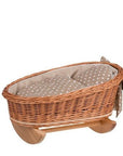 Natural Wicker Rocking Cradle with Beige Bedding