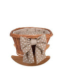Natural Wicker Rocking Cradle with Beige Bedding