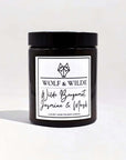 Luxury handmade UK candle with bergamot jasmine musk scent, premium wood wax blend, master chandler crafted, aromatherapy home decor by Wolf & Wilde at brixbailey.com