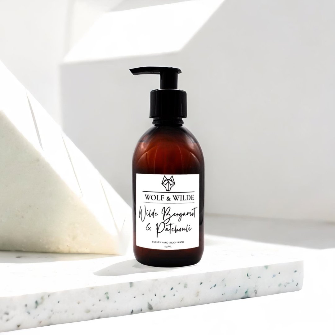 Luxury Wilde Bergamot and Patchouli 2 in 1 Liquid Soap, Hand and Body Wash, Citrus Floral Scent, Vegan, 250ML by Wolf & Wilde at brixbailey.com