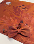 Rust floral Silk Pocket Square and Bow tie in 'Ember' robin print