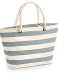 Stylish Nautical Beach Tote Bag with Striped Design, Premium Canvas, and Durable Jute Base by Flossie & George at brixbailey.com