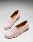 Women's Penny Loafers Leather Sole, ice pink suede