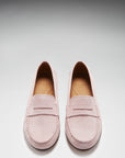 Women's Penny Loafers Leather Sole, ice pink suede
