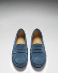 Women's Penny Driving Loafers Full Rubber Sole, teal suede