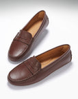 Women's Penny Driving Loafers, brown leather