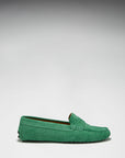 Women's Penny Driving Loafers, emerald embossed suede