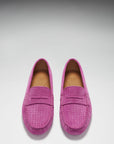 Women's Penny Driving Loafers, pink embossed suede