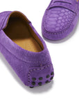 Women's Penny Driving Loafers, purple embossed suede